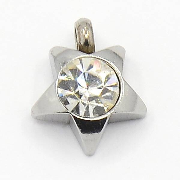 201 Stainless Steel Rhinestone Star Charm Pendants