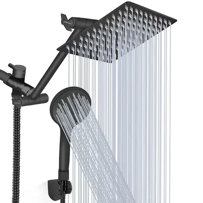 Senlesen Shower Head Combo 8 Inch High Pressure Rain Shower Head With 11 Inch Adjustable Extension Arm and 3 Settings Handhel...