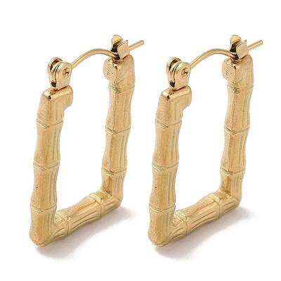 Rectangle 201 Stainless Steel Half Hoop Earrings for Women