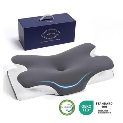VIPfree Cervical Cooling Ergonomic Pillow, Adjustable Ergonomic Memory Foam Neck Pillows, Cervical Support Relieves neck and ...