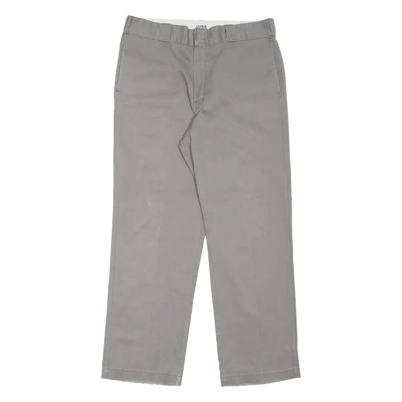 DICKIES 874 Workwear Mens Trousers Grey Regular Straight W36 L32