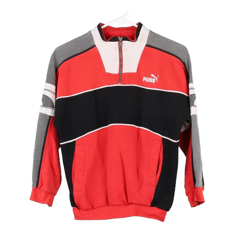 Age 8-10 Puma 1/4 Zip - Small Red Cotton Blend