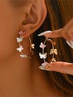 Butterfly Design Hoop Earring Sets, Girly Accessories, Fashionable Multilayer Earrings for Women, Daily Use, Trendy All-match...