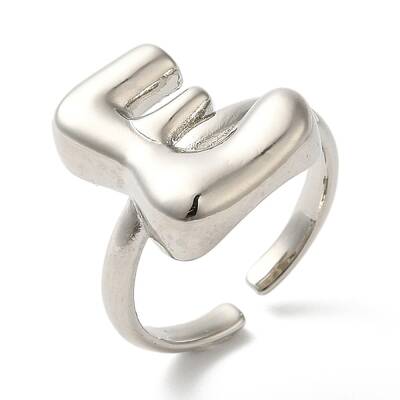 Initials Brass Open Cuff Ring for Women