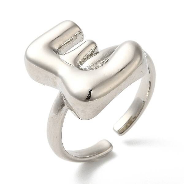 Initials Brass Open Cuff Ring for Women