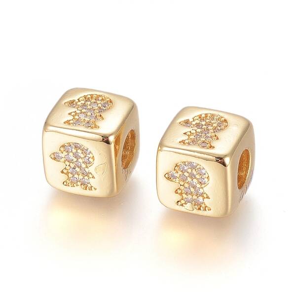 Brass Micro Pave Cubic Zirconia European Beads