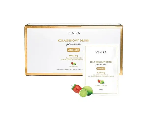 Venira Bevanda Al Collagene Per Capelli, Unghie E Pelle 50+ - Fragola E Lime, 30 X 10,8 G