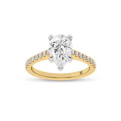 Destiny Half Coverage Pear Shape Lab Diamond Engagement Ring | 14K Yellow Gold 1 3/4 CT. TW.