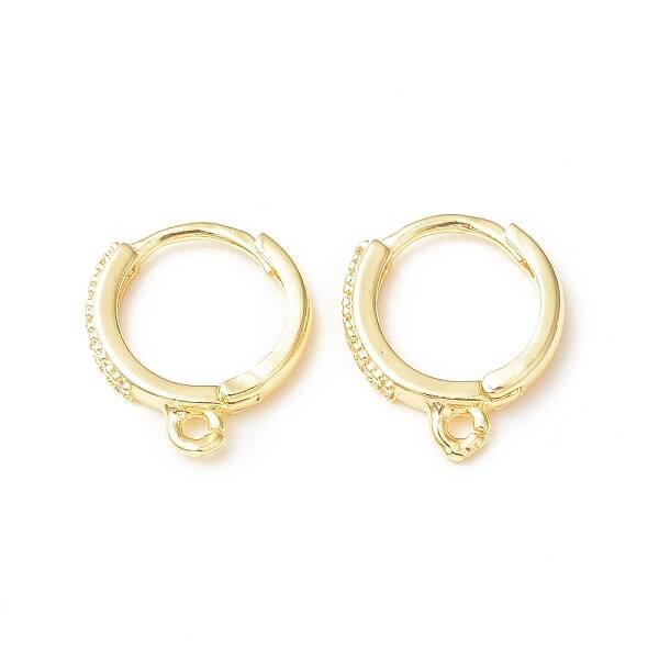 Brass Micro Pave Clear Cubic Zirconia Hoop Earring Finding