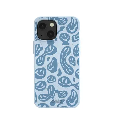 Powder Blue Melting Faces iPhone 13 Mini Case