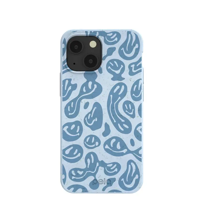 Powder Blue Melting Faces iPhone 13 Mini Case