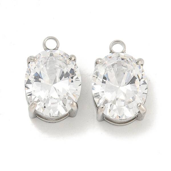 304 Stainless Steel Pendants Cubic Zirconia Pendants