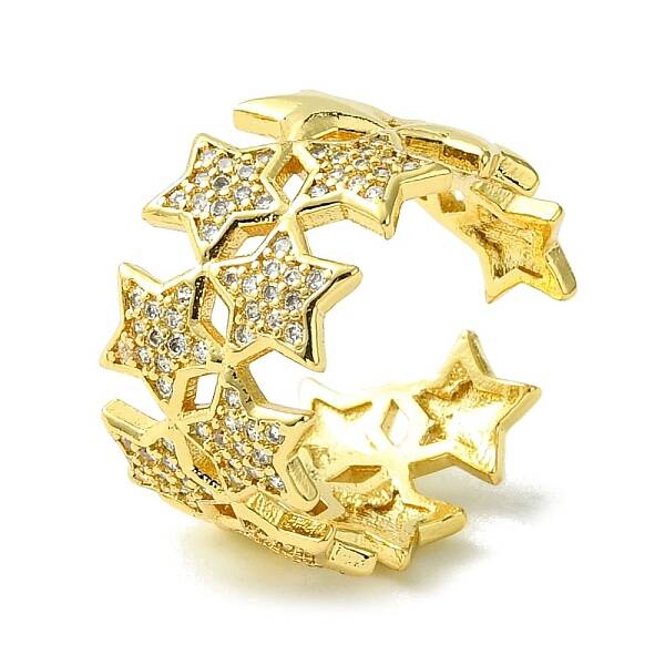 Brass Micro Pave Cubic Zirconia Open Cuff Rings