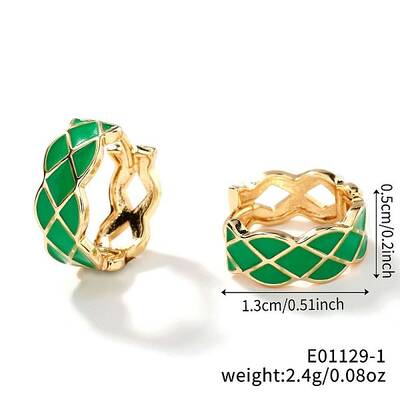 Fashionable Minimalist Multicolor Brass Enamel Hoop Earrings for Elegant and Unique Ear Accessories