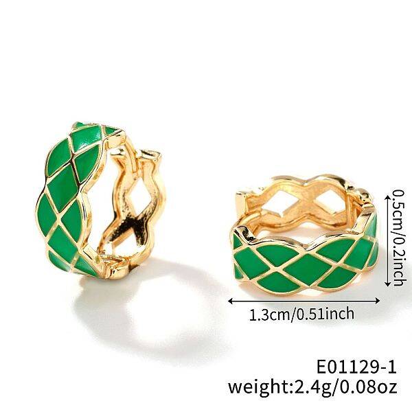 Fashionable Minimalist Multicolor Brass Enamel Hoop Earrings for Elegant and Unique Ear Accessories