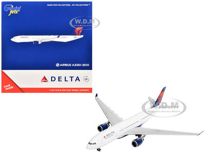 Airbus A330-200 Commercial Aircraft Delta Air Lines (N852NW) White with Red and Blue Tail 1/400 Diecast Model Airplane by G...