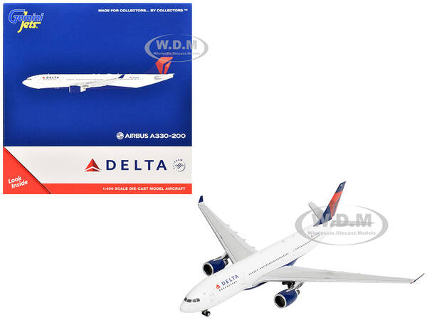 Airbus A330-200 Commercial Aircraft Delta Air Lines (N852NW) White with Red and Blue Tail 1/400 Diecast Model Airplane by G...