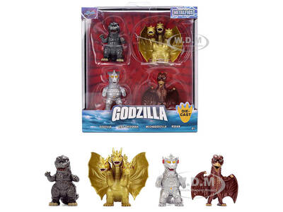 Set of 4 Diecast Figures Godzilla Franchise Metalfigs Series by Jada