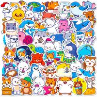 Cartoon Animal Series Graffiti Stickers, 50pcs Waterproof Decorative Stickers, Waterproof Sticker Pack for Wall Water Bottle...