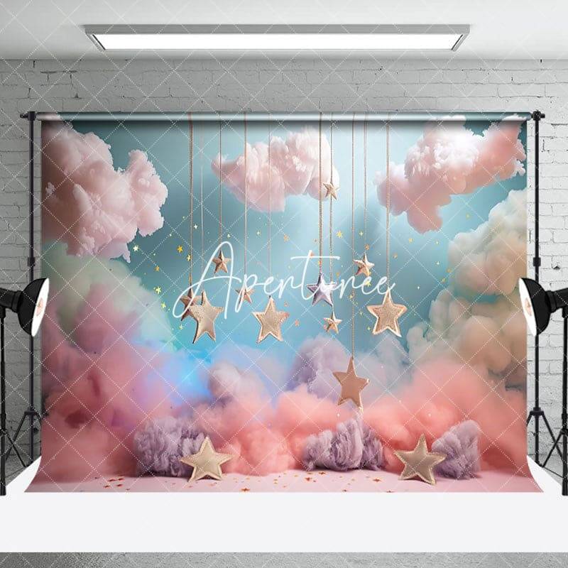 Aperturee Colorful Smog Cloud Starry Sky Cake Smash Backdrop, 3X2FT(1MX0.6M), 14 USD, birthday cake smash backdrops, NYHD1I72...