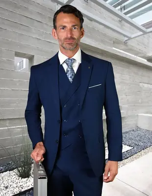 Statement Men's Wool Suit 3 Piece, 100% Solid Color