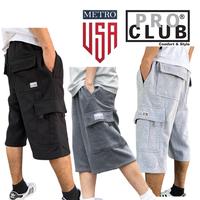 PRO CLUB Cargo Sweat Shorts UNISEX 6 Pockets Fleece Shorts PRO CLUB Hip Hop Shorts Casual Sweatshorts Cotton / polyester Casu...