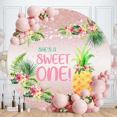 Shes A Sweet One Pineapple Glitter Birthday Backdrop - Aperturee
