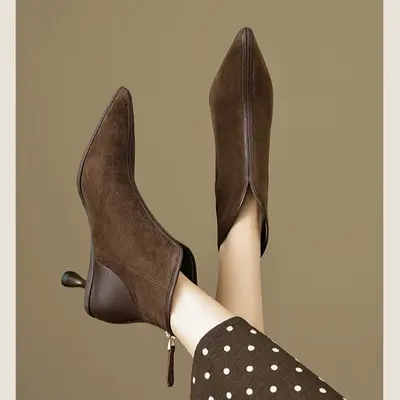 CHIKO Agot Pointy Toe Kitten Heels Ankle Boots