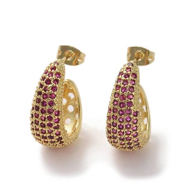 Brass Micro Pave Cubic Zirconia Stud Earrings