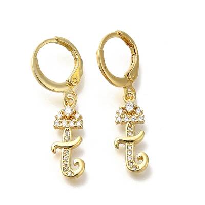 Brass Clear Cubic Zirconia Hoop Earrings
