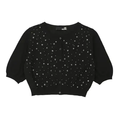 Love Moschino Cropped Cardigan - Small Black Cotton
