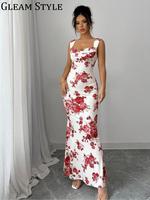 Women's Floral Print Dress, Elegant Sleeveless Dress for Party Wedding, Ladies Clothes for Summer, Womenswear, Formal Dresses...