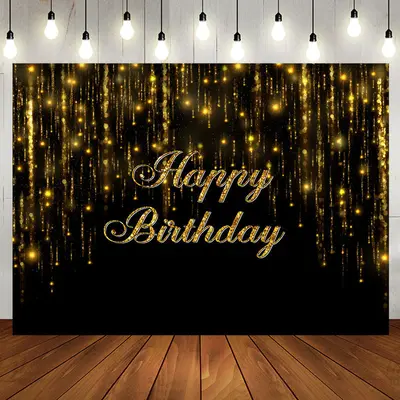 Glitter Gold Black Bokeh Simple Birthday Backdrop - Aperturee