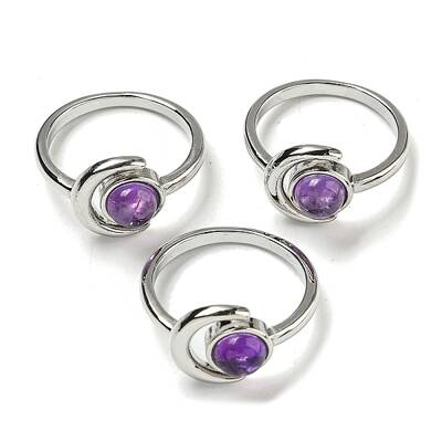Natural Amethyst Adjustable Rings