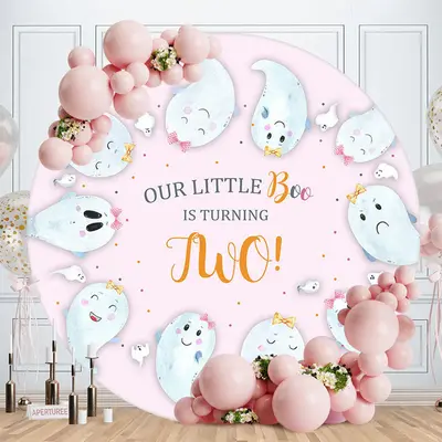 Aperturee Little Boo Is Turning 2 Round Birthday Backdrop | Custom Round Birthday Backdrop | Happy Birthday Round Backdrop | ...