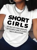 Women's Letter Print Round Neck Tee, Fashion Casual Crew Neck Short Sleeve T-shirt for Daily Holiday Vacation Outdoor Wear, L...