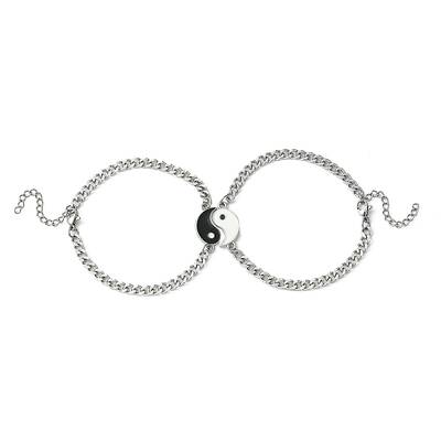 2Pcs Yin Yang Alloy Magnetic Couple Bracelets Set