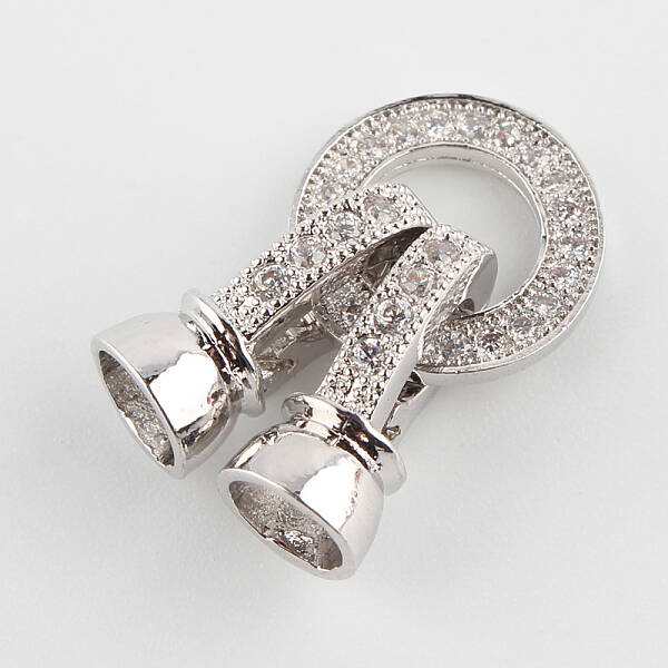 Brass Micro Pave Cubic Zirconia Fold Over Clasps