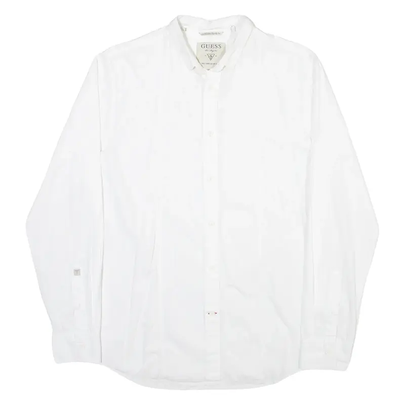GUESS Mens Plain Shirt White Long Sleeve M