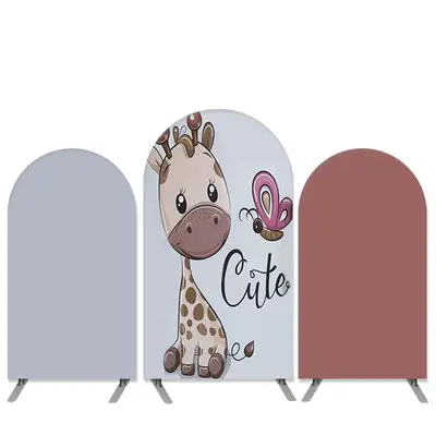 Aperturee Cute Giraffe Theme Light Blue Baby Shower Arch Backdrop Kit | Custom Chiara Arched Covers | Diy Arch Backdrop Cover...
