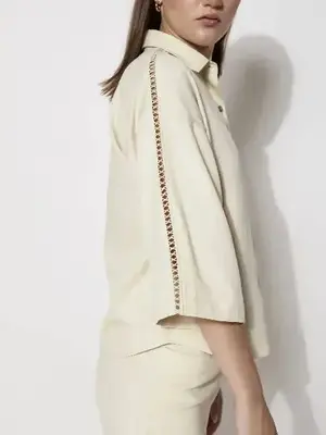 Alyvia Collared Short Shirt | Size: 38 | Color: Natural