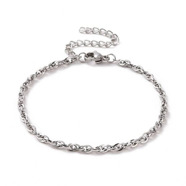 Non-Tarnish 304 Stainless Steel Rope Chain Bracelet for Men Women