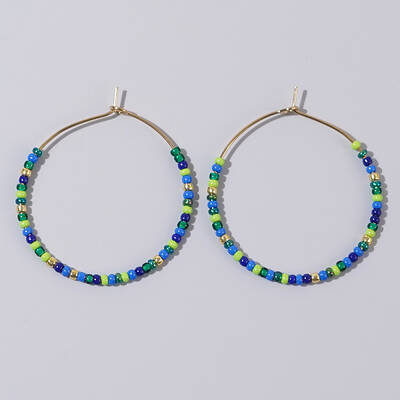 Glass Colorful Beads Hoop Earrings for Women