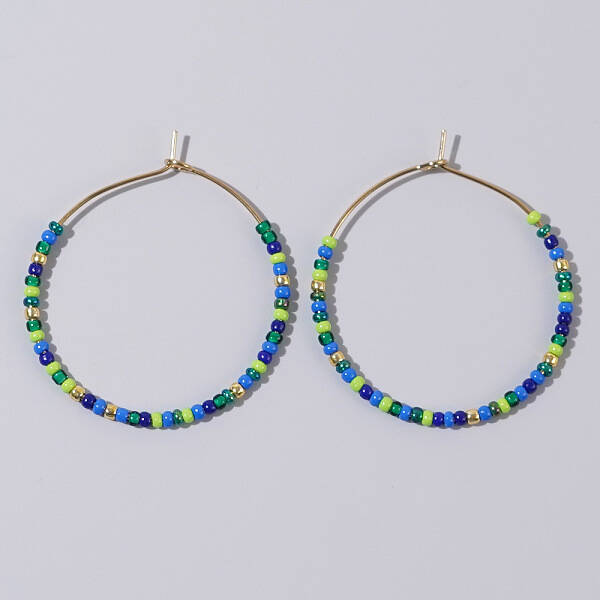 Glass Colorful Beads Hoop Earrings for Women