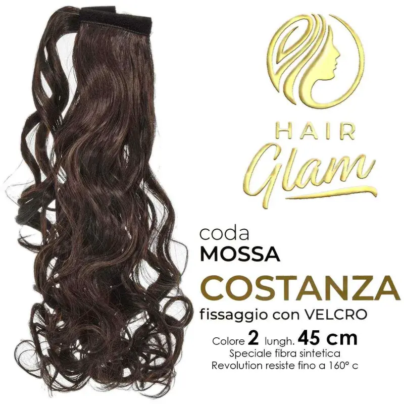 HAIR GLAM COSTANZA WAVY PONY WITH VELCRO FIBER REVOLUTION Length 2 45cm