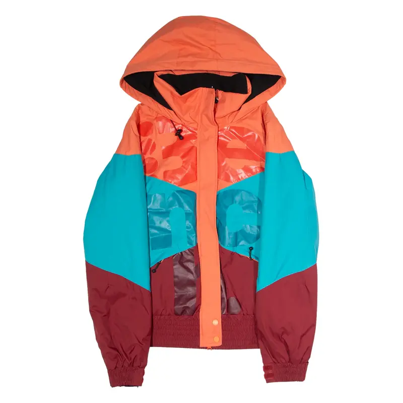 BENCH Womens Ski Jacket Orange Hooded Colourblock M