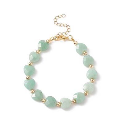 Natural Green Aventurine Heart Beaded Bracelet
