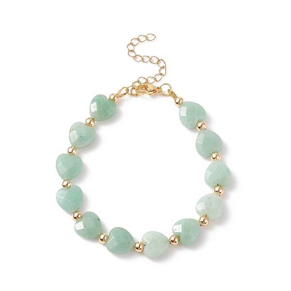Natural Green Aventurine Heart Beaded Bracelet