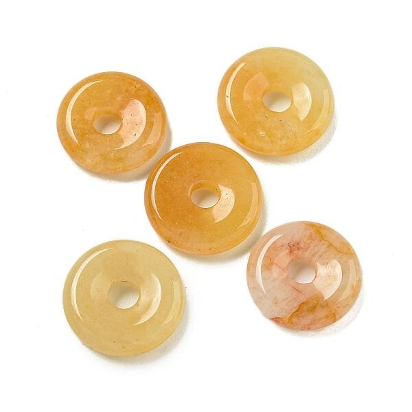 Natural Topaz Jade Donut/Pi Disc Charms