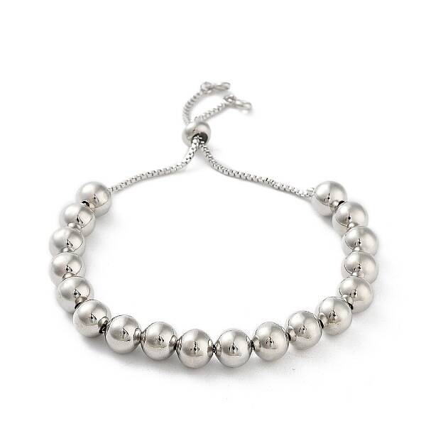 Adjustable Brass Round Beaded Slider Bracelets